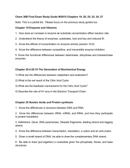 Chem 30B Final Exam Study Guide W2015 Chapters 19, 20, 25, 22