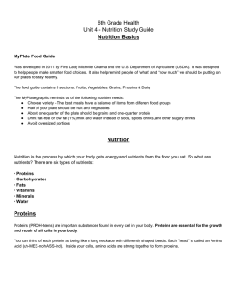 6th Grade Health Unit 4 - Nutrition Study Guide Nutrition Basics