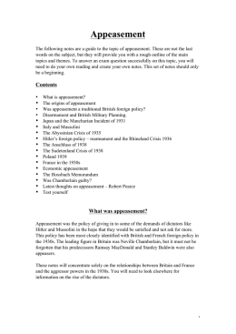 Appeasement - Cleveden Secondary School