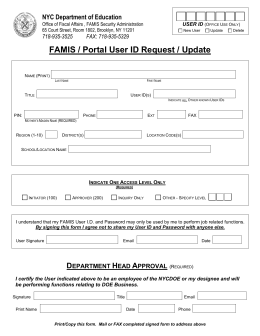 FAMIS / Portal User ID Request / Update