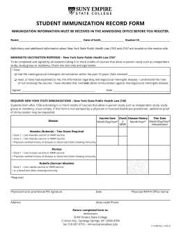 Student Immunization Record Form (PDF 69kB)