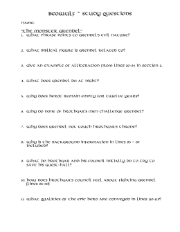 Beowulf ~ Study Questions