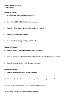 Unit IV Reading Questions U.S. History (H) Chapter 9 Section 1 1