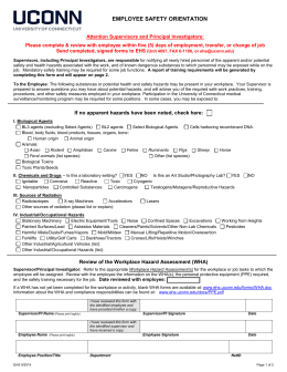 Employee Safety Orientation Form - Environmental Health and Safety