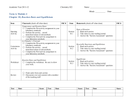 Term 4, Module 4 Chapter 18, Reaction Rates and Equilibrium