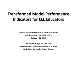 Transformed Model Performance Indicators for ELL Educators
