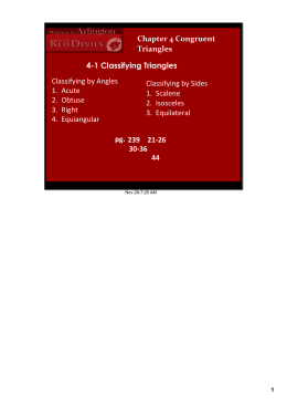 Chapter 4 Congruent Triangles 41 Classifying Triangles Classifying