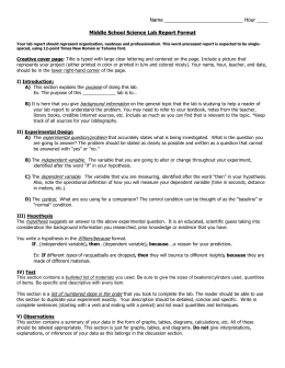 Middle School Science Lab Report Format