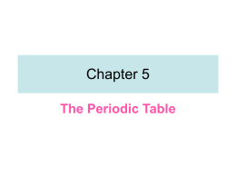 Chapter 5 -The Periodic Table