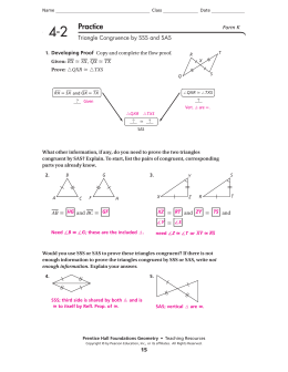 Triangle Congruence by SSS and SAS