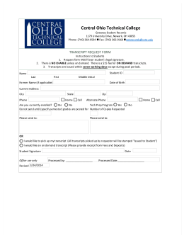 COTC Transcript Request - Central Ohio Technical College