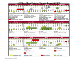 LPISD School Board Meeting and Workshop Schedule 2016-2017