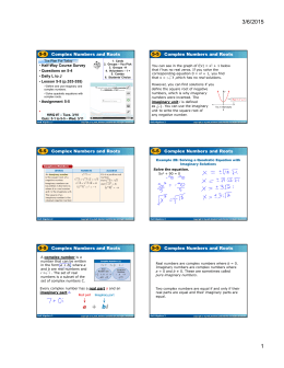 Page 1 Holt Algebra 2 5-5 Complex Numbers and Roots HWQ #7