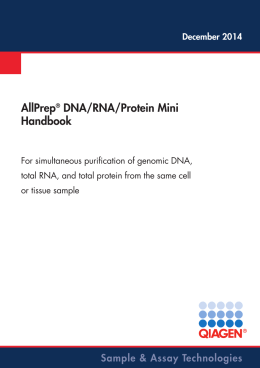 AllPrep® DNA/RNA/Protein Mini Handbook