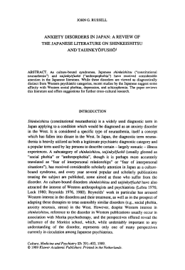 Anxiety disorders in Japan: A Review of The Japanese literature on