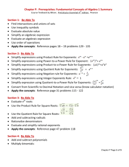 Chapter P: Prerequisites: Fundamental Concepts of Algebra 1