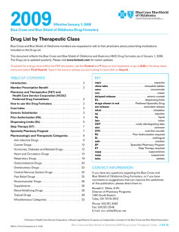 Drug List by Therapeutic Class - Blue Cross and Blue Shield of