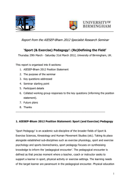 2012 AIESEP Position Statement on Sport Pedagogy