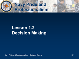 Lesson 1.2 Decision Making Navy Pride and Professionalism
