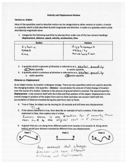 08 Velocity and Displacement Review KEY