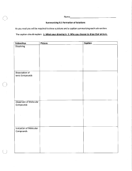 intro to chem 8 summarizing 8.1 formation of solutions