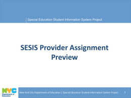 SESIS Provider Assignment