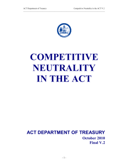Competitive Neutrality in the ACT - Treasury