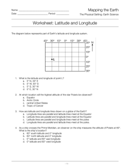Worksheet- Latitude and Longitude