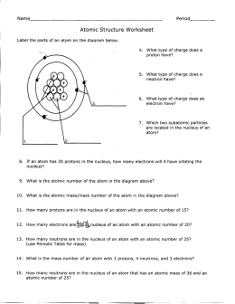 Atomic Structure worksheet with and without answers