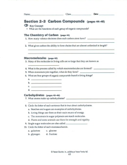 Section 2-3 Carbon Compounds (page: 44-40)