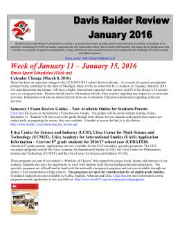 Week of January 11 – January 15, 2016