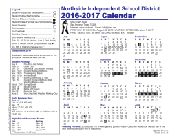 NISD 2016-2017 Calendar - Northside Independent School District