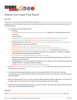 Science Fair Project Final Report