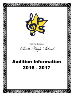 Audition Information - Grosse Pointe South Choir Boosters