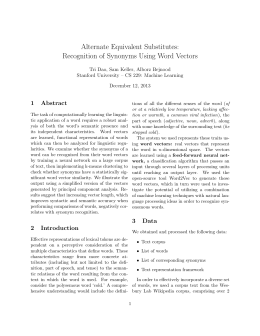 Alternate Equivalent Substitutes: Recognition of Synonyms Using