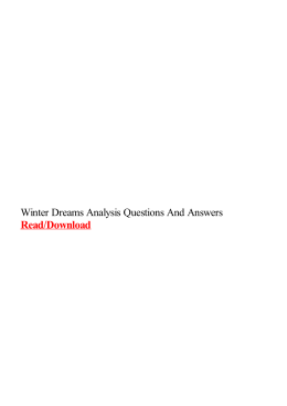 Winter Dreams Analysis Questions And Answers