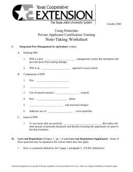 Private Applicator Note Taking worksheet