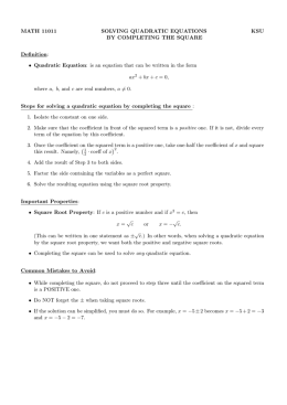 MATH 11011 SOLVING QUADRATIC