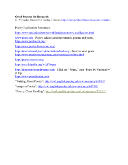Good Sources for Research: VirtuaLit Interactive Poetry Tutorial: http