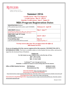 Summer 2016 MBA Program Registration Dates