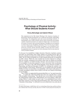 Psychology of Physical Activity - National Academy of Kinesiology