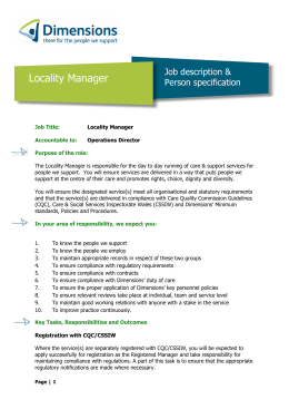 Locality Managers-Job description and person specification