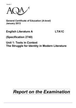 A-level English Literature A Examiner report LTA1C