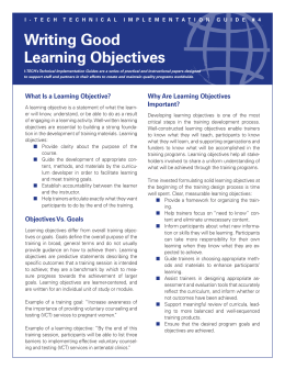 Writing Good Learning Objectives