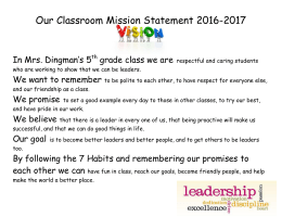 Our Classroom Mission Statement 2016-2017