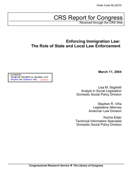 Enforcing Immigration Law: The Role of State and