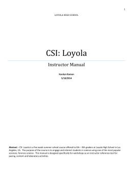 CSI Loyola Instructor Manual for Workshops