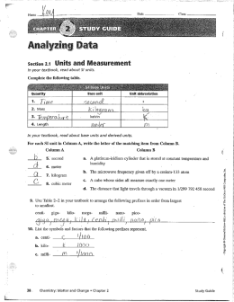 Chapter 2 Study Guide Key