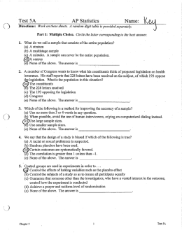 Page 1 O () Test 5A AP Statistics Name: Directions: Work on these