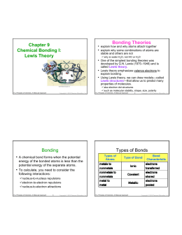 Chapter 9 Chemical Bonding I: Lewis Theory Bonding